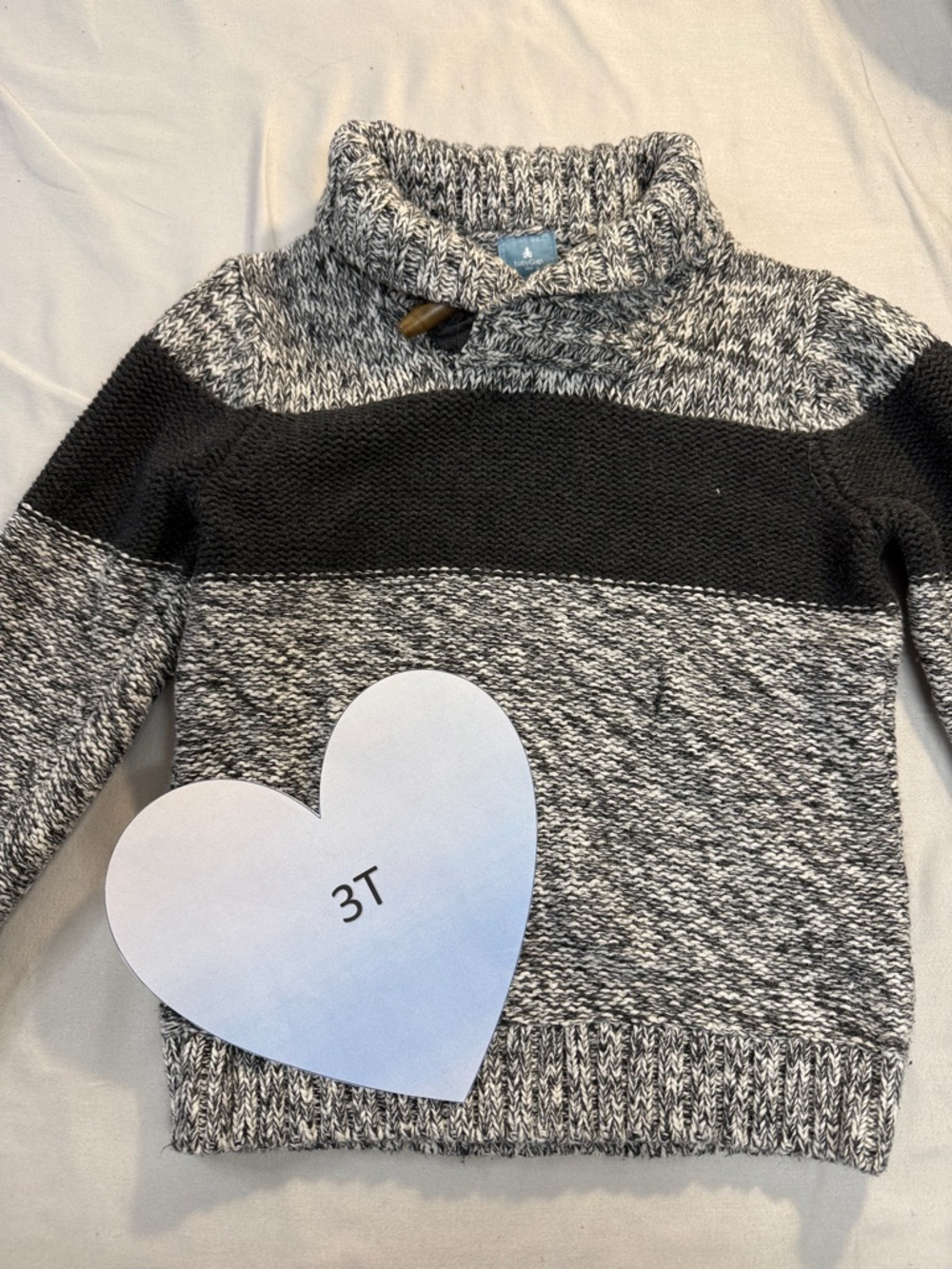 GAP Kids' - Black and Grey Knit Sweater with fold down collar